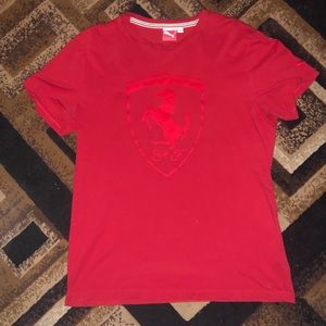 Men Red Puma Ferrari Logo T-Shirt Size Large